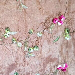 Silk Floral Embroidered  Scarf